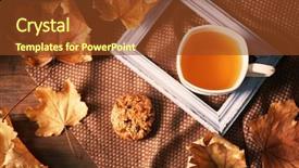  Presentation with tea cup - Amazing theme having cup of tea with autumn backdrop and a  colored foreground