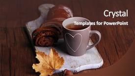  Presentation with barn wood autumn apples - Slide deck with cup of tea with autumn background and a  colored foreground