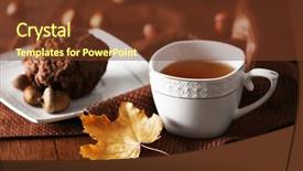  Presentation with barn wood autumn apples - Amazing PPT theme having cup of tea with autumn backdrop and a  colored foreground