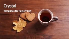  Presentation with barn wood autumn apples - Beautiful PPT theme featuring cup of tea with autumn backdrop and a  colored foreground