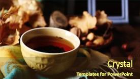  Presentation with tea cup - Amazing slide set having cup of tea with autumn backdrop and a  colored foreground