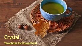  Presentation with barn wood autumn apples - Audience pleasing PPT theme consisting of cup of tea with autumn backdrop and a  colored foreground