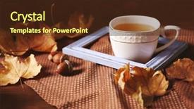  Presentation with tea cup - Presentation theme having cup of tea with autumn background and a  colored foreground