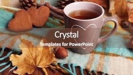  Presentation with tea cup - PPT layouts consisting of cup of tea with autumn background and a tawny brown colored foreground