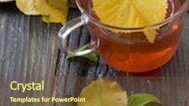  Presentation with tea leaves - Cool new presentation theme with cup of tea with autumn leaves backdrop and a tawny brown colored foreground