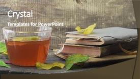  Presentation with tea leaves - PPT theme having cup of tea with autumn background and a  colored foreground