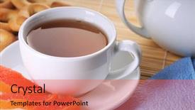  Presentation with tea cup - Cool new presentation design with cup of tea with biscuits backdrop and a red colored foreground