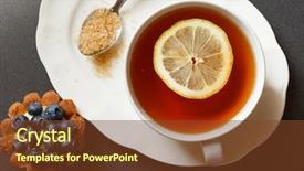  Presentation with tea cake - Amazing slides having two bottles of perfumes with citrus over black backdrop and a black colored foreground