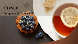  Presentation with tea cake - Theme consisting of comrades - hello my friend portrait background and a gray colored foreground.