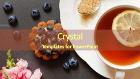  Presentation with tea cake - Beautiful PPT theme featuring cup of tea with cake backdrop and a tawny brown colored foreground