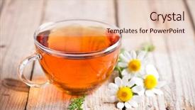  Presentation with tea cup - PPT theme having cup of tea with chamomile background and a lemonade colored foreground