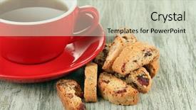  Presentation with tea break cookies - Slide deck having cup of tea with cookies background and a soft green colored foreground