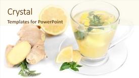  Presentation with lemon and ginger tea - Slide deck with cup of tea with ginger background and a cream colored foreground