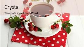  Presentation with tea cup - Presentation theme having cup of tea with hip background and a coral colored foreground