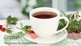  Presentation with hip - PPT theme having cup of tea with hip background and a cream colored foreground