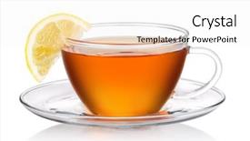  Presentation with cup of lemon tea - Colorful presentation theme enhanced with continuous quality improvement - workflow word cloud business concept backdrop and a light gray colored foreground