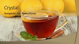  Presentation with tea cup - Cool new slides with cup of tea with lemon backdrop and a  colored foreground