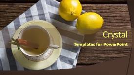  Presentation with wooden stick - Cool new PPT theme with cup of tea with lemon backdrop and a tawny brown colored foreground