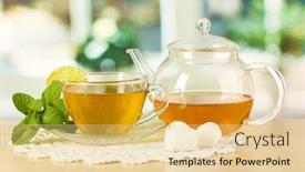  Presentation with tea cup - Slide deck enhanced with cup-of-tea-with-mint background and a lemonade colored foreground