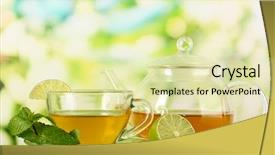  Presentation with green tea - PPT layouts with cup of tea with mint background and a soft green colored foreground