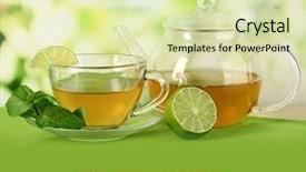 Presentation with tea cup - Slides having cup of tea with mint background and a soft green colored foreground