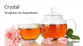  Presentation with tea cup - Colorful PPT theme enhanced with cup of tea with rose backdrop and a white colored foreground