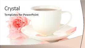  Presentation with white rose - Amazing PPT layouts having cup of tea with rose backdrop and a white colored foreground