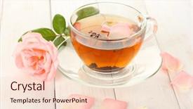  Presentation with white rose - Cool new slides with cup of tea with rose backdrop and a lemonade colored foreground