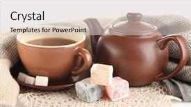  Presentation with cup of lemon tea - Cool new slides with cup of tea with scarf backdrop and a lemonade colored foreground