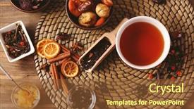  Presentation with organic tea - Slide deck consisting of cup of tea with spices background and a tawny brown colored foreground