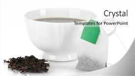  Presentation with tea cup - Theme having divide - piece of torn paper ripped background and a white colored foreground