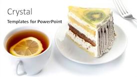  Presentation with tea cake - Beautiful theme featuring cup of tea backdrop and a white colored foreground