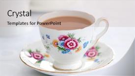  Presentation with tea cup - Colorful theme enhanced with cup of tea backdrop and a coral colored foreground