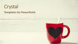  Presentation with valentine - PPT layouts with cup on a wooden background background and a cream colored foreground