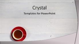  Presentation with afternoon tea - Presentation theme having cup on white wood table background and a light gray colored foreground