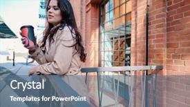  Presentation with cup coffee - Colorful presentation enhanced with cup posing on street cloudy backdrop and a ocean colored foreground