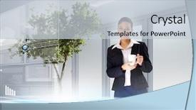  Presentation with high tech face recognition - Slide deck having cup standing against high-tech background and a  colored foreground