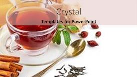  Presentation with traditional drink - Cool new slides with cup-tea-with-ginger-cinnamon backdrop and a coral colored foreground