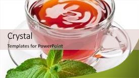  Presentation with tea cup - Slide deck featuring cup tea with mint isolated background and a soft green colored foreground