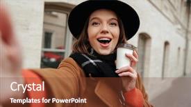  Presentation with cup coffee - Beautiful PPT theme featuring cup while taking a selfi backdrop and a tawny brown colored foreground