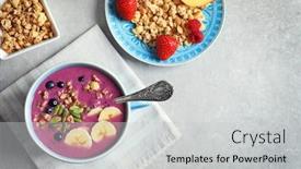  Presentation with acai - PPT theme featuring cup with acai smoothie on grey background background and a light gray colored foreground