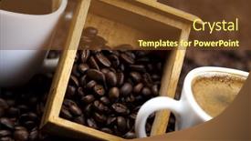  Presentation with coffee beans - Presentation theme having cup-with-beans-coffee background and a tawny brown colored foreground