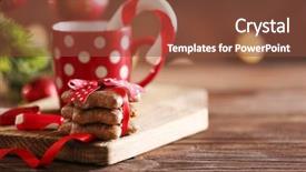  Presentation with candy canes - Slide deck having cup with christmas decoration background and a tawny brown colored foreground