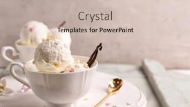  Presentation with ice cream - Presentation theme enhanced with cup-with-delicious-vanilla-ice background and a soft green colored foreground