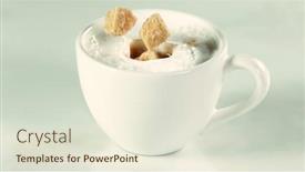 Presentation with sugar - Theme featuring cup-with-falling-brown-sugar background and a sky blue colored foreground