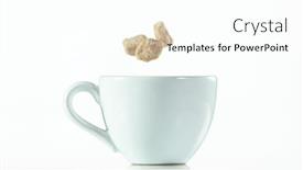  Presentation with sugar - Cool new PPT theme with cup-with-falling-brown-sugar backdrop and a pink colored foreground