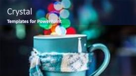  Presentation with christmas magic - Theme featuring cup with magic colorful lights and spices christmas background background and a navy blue colored foreground