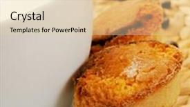  Presentation with pastries - Amazing presentation theme having cup with milk and some pasteis de feijao typical portuguese pastries on a set table backdrop and a lemonade colored foreground