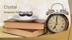  Presentation with light up - PPT layouts enhanced with cup with mustache on table background and a  colored foreground