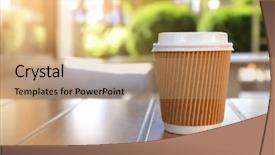  Presentation with coffe - Theme enhanced with cup with tasty hot coffe background and a coral colored foreground